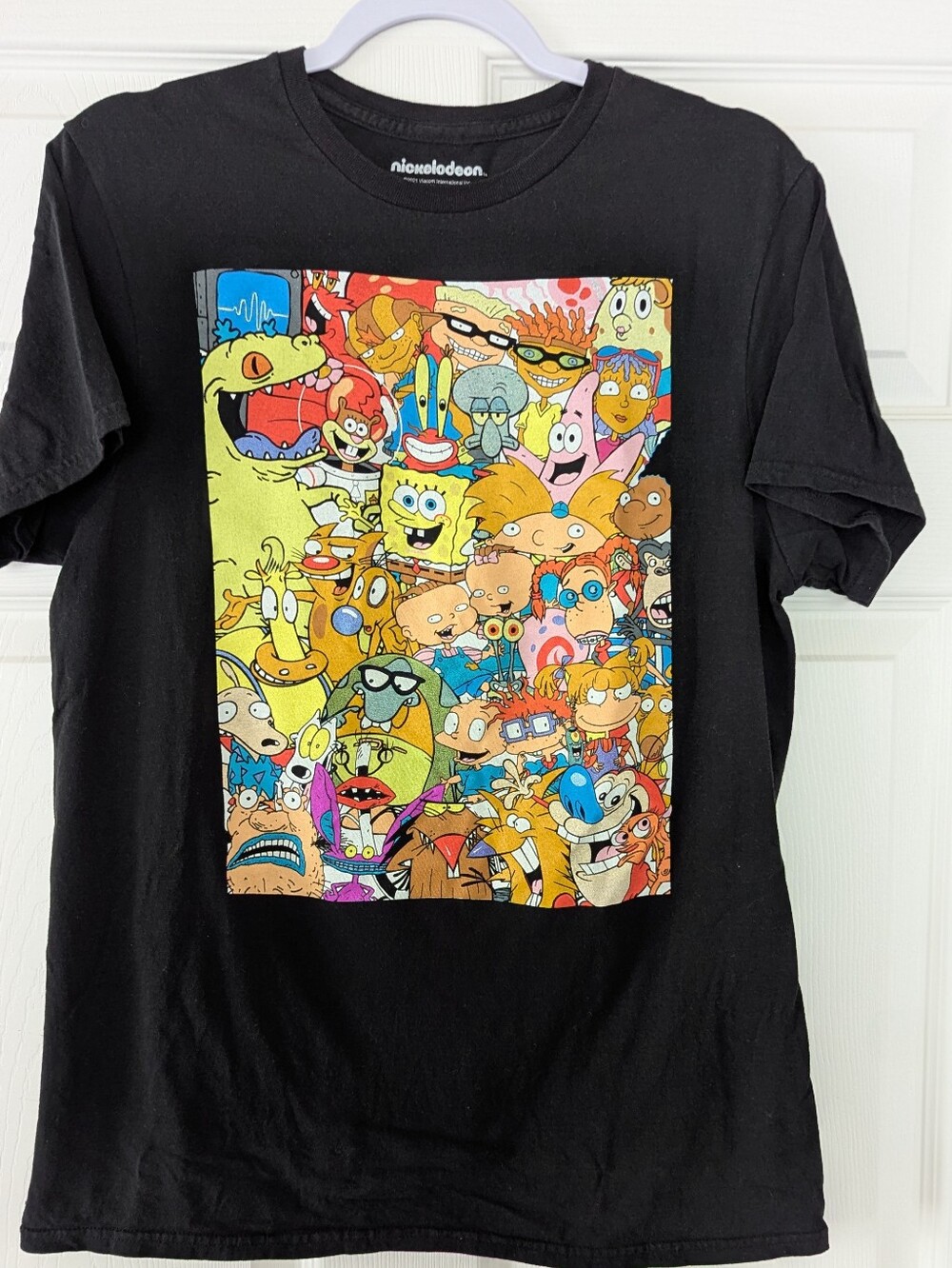 Nickelodeon Multicolor Character Collage Black Tee